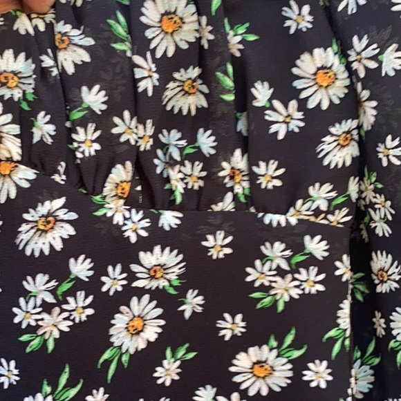 Princess Polly Womens Size 0 Delaney floral black mini dress balloon sleeves - Picture 6 of 11